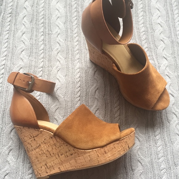 Marc Fisher Shoes - NWOT Marc Fisher Brown Suede Cork Wedge Sandals